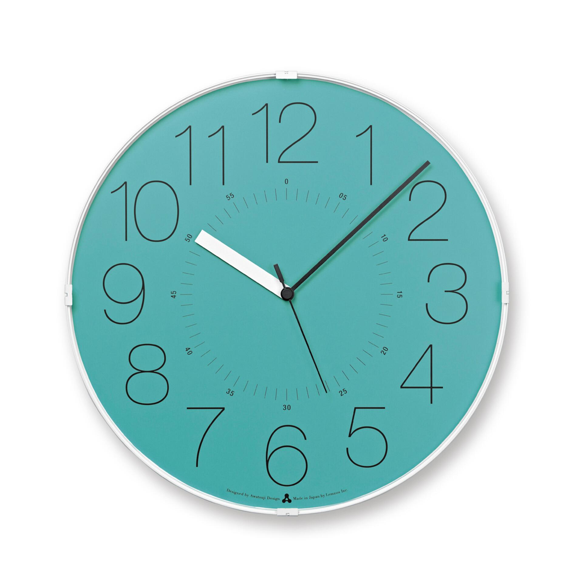 Lemnos Awa Clock Cara Wanduhr Blau