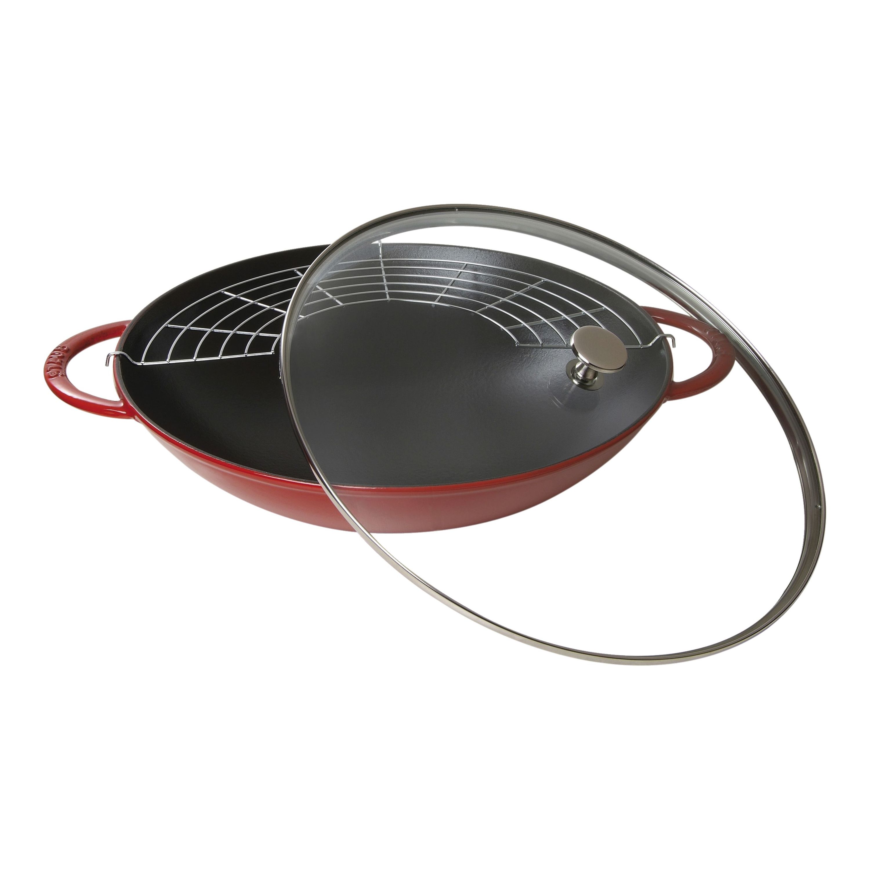 Staub Specialities Wok mit Glasdeckel 37 cm, Gusseisen