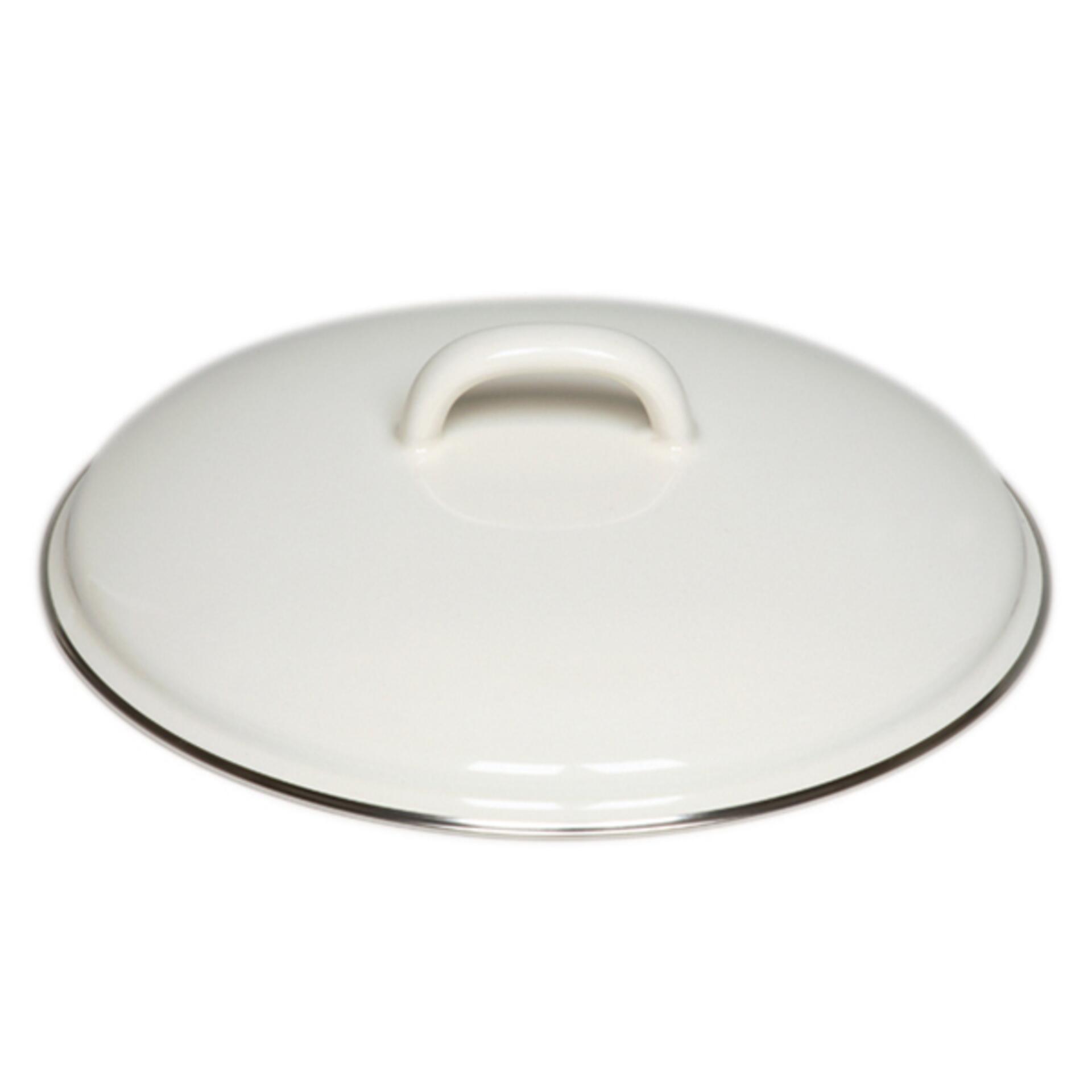 Riess Deckel mit Chromrand aus Emaille 20 cm Weiss