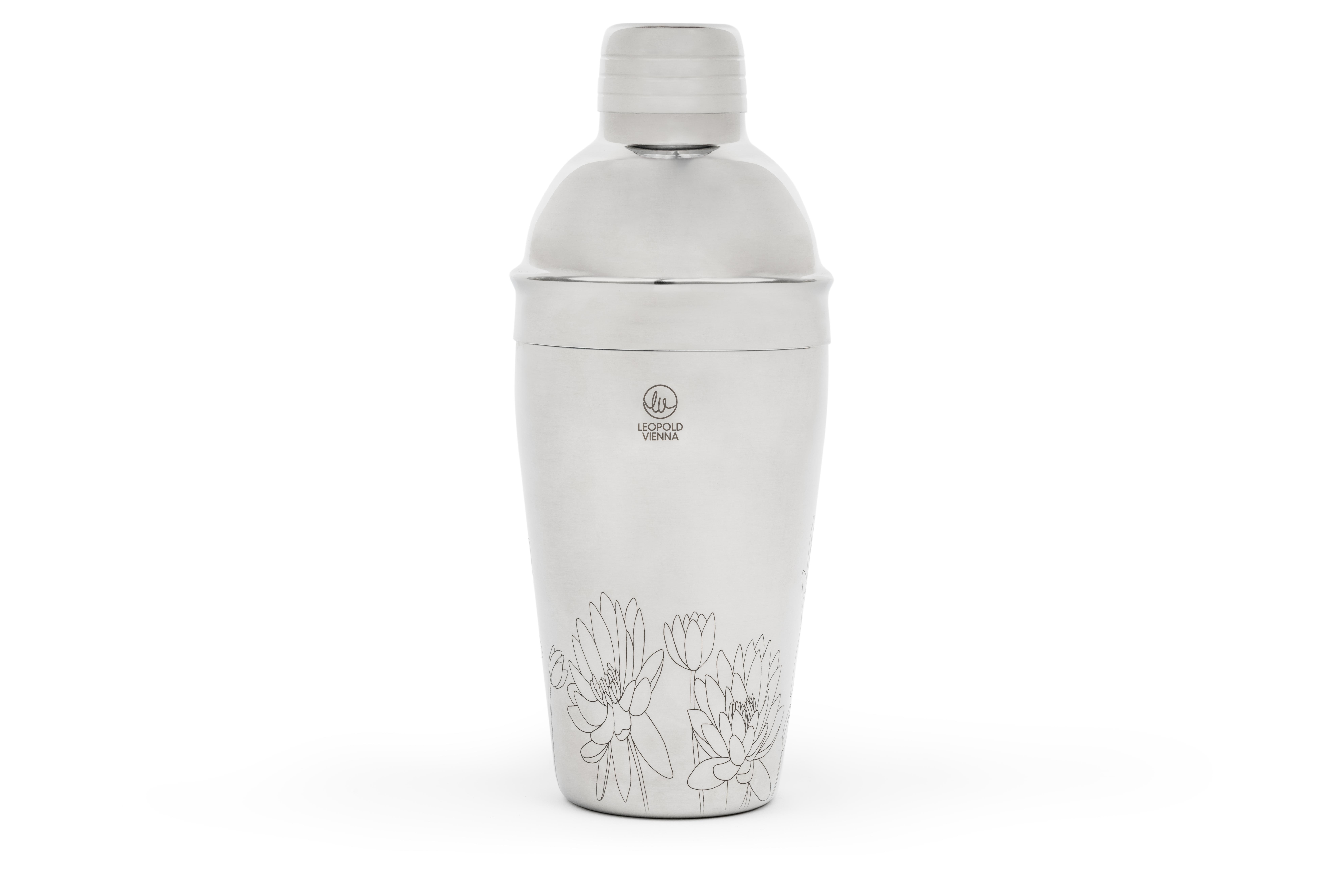 LEOPOLD Cocktail Shaker Flowers Edelstahl 500 ml silberfarben