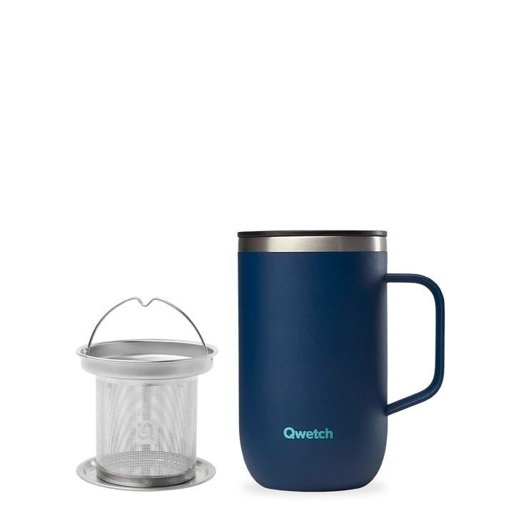 QWETCH Isolier-Teebecher Edelstahl granit nachtblau 470 ml Ø 8.4 cm