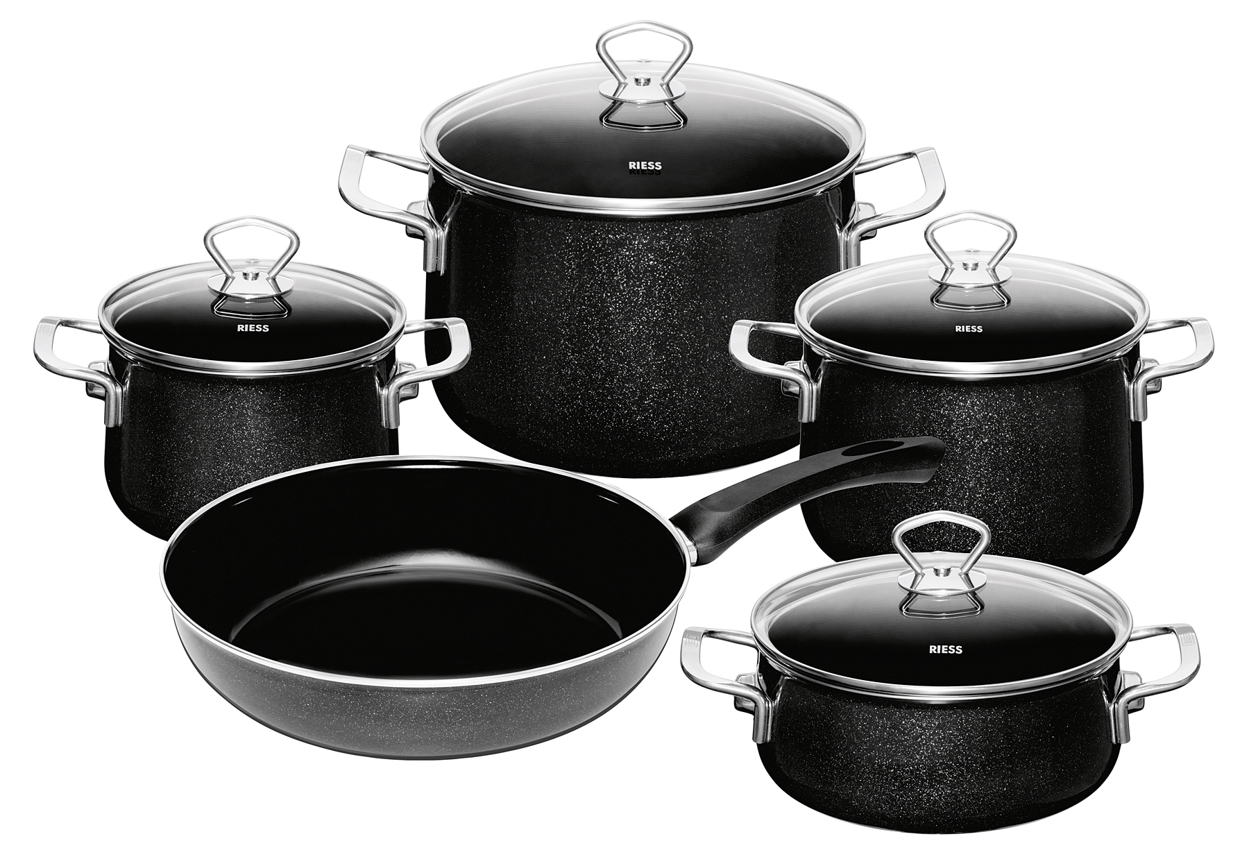 RIESS Topfset Black Magic 5teilig schwarz Emaille