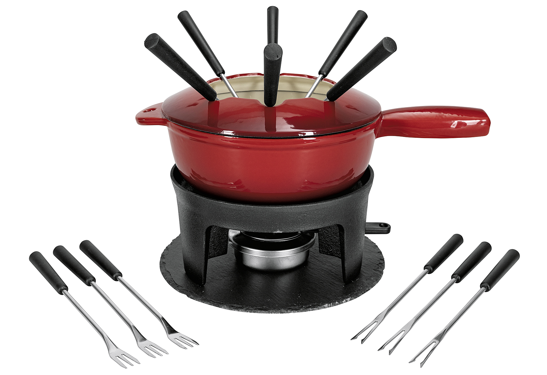 NOUVEL Fondue-Set 'two in one', rot schwarz, 16tlg. Gusse NOUVEL Fondue-Set 'two in one', rot schwarz, 16tlg. Gusse