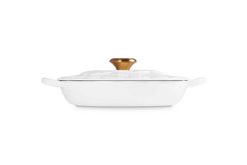 Le Creuset Gourmet-Profitopft Blume 26 cm White mit goldfarbe