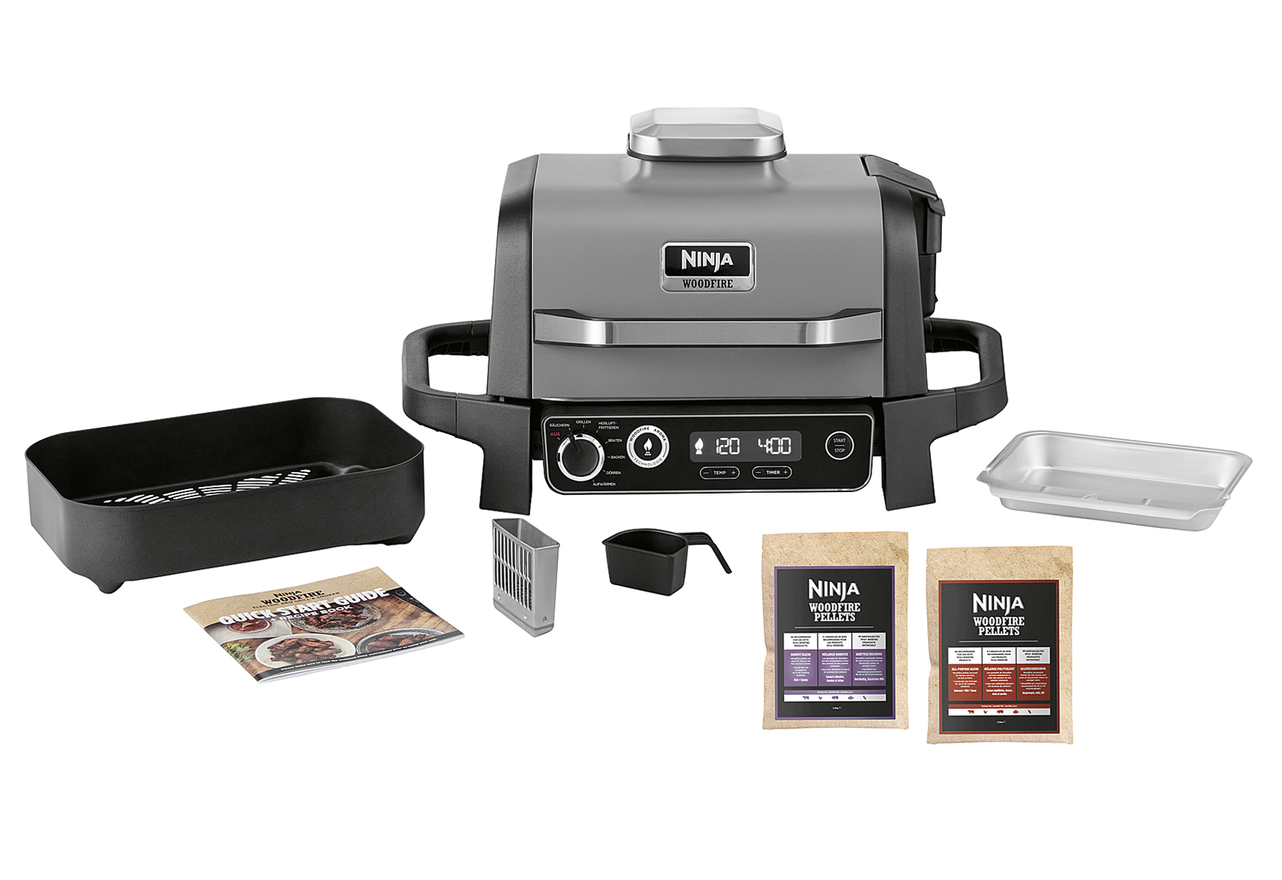 NINJA Outdoor Grill & Smoker Woodfire - OG701DE grau/schwarz