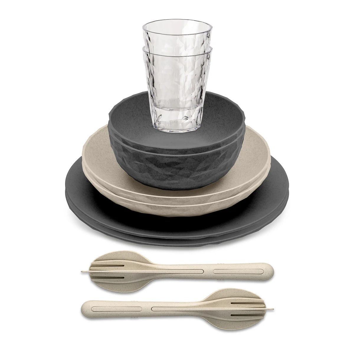 KOZIOL Geschirrset "Skagen" 10-teilig nature ash grey/nature desert sand