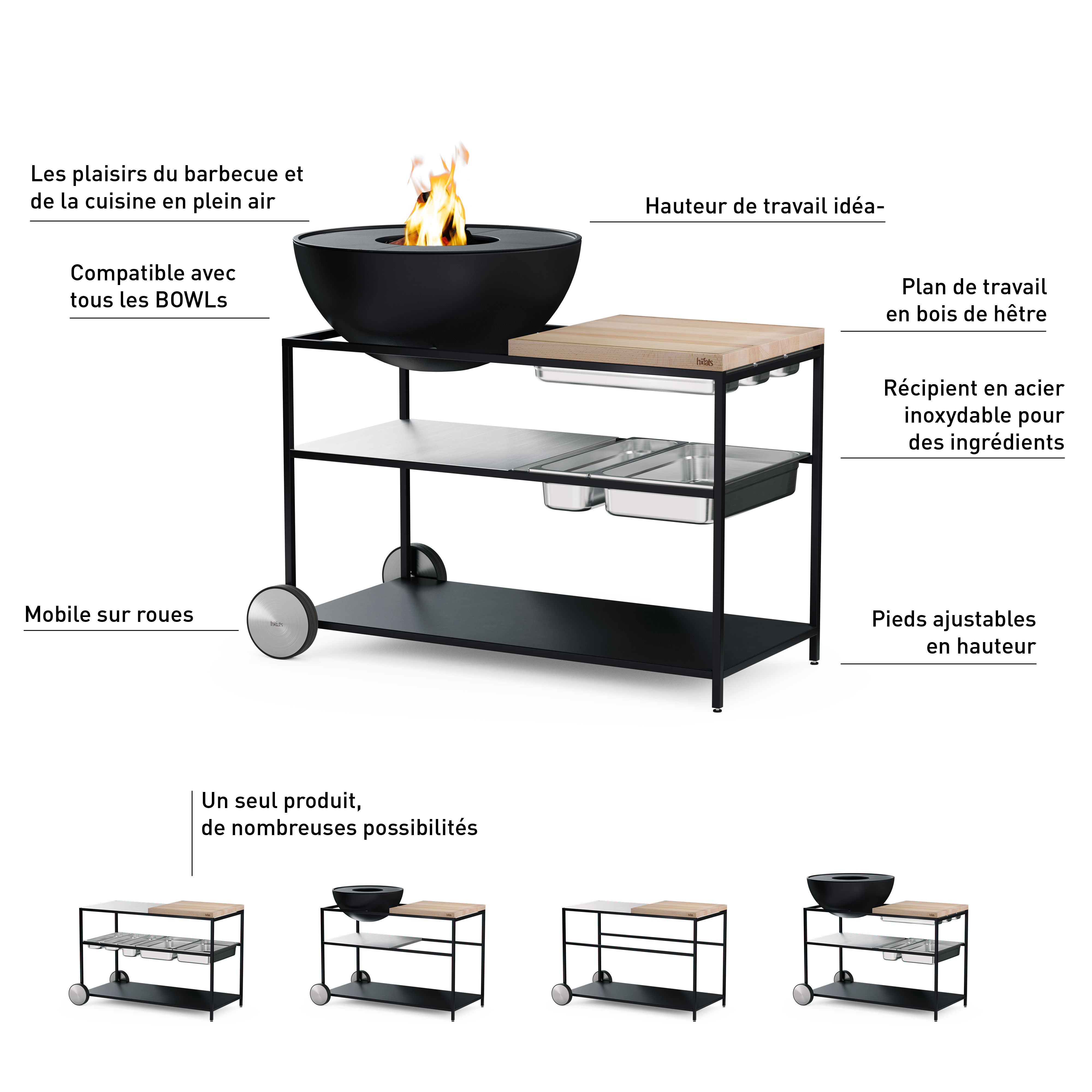 Höfats FIRE KITCHEN mit BOWL 57 Plancha-Grillset tief