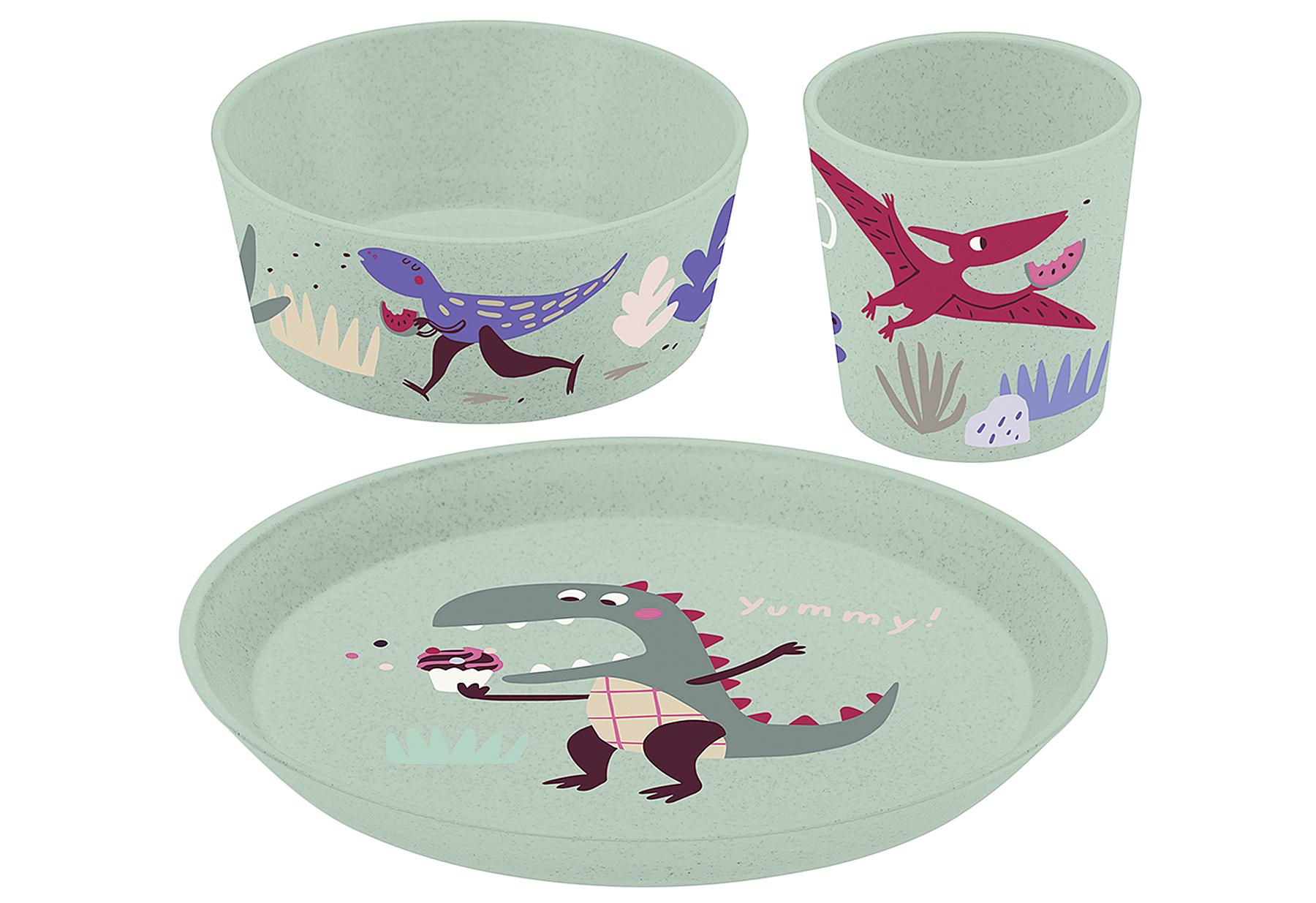 KOZIOL Kleiner Teller + Schale + Becher, CONNECT REX organic sage green