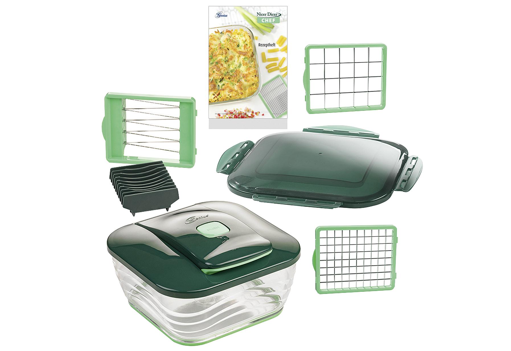 GENIUS Nicer Dicer Chef - Set 9-teilig Dunkelgrün, Hellgrün, Transparent, Weiß