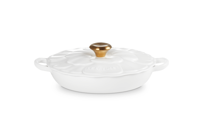 Le Creuset Gourmet-Profitopft Blume 26 cm White mit goldfarbe