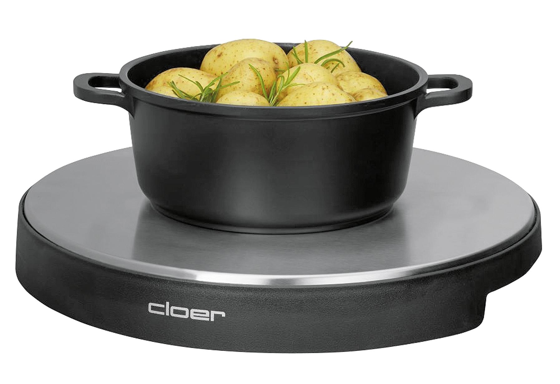 Cloer Warmhalteplatte rund 6718 Ø 37 cm edelstahl, schwarz