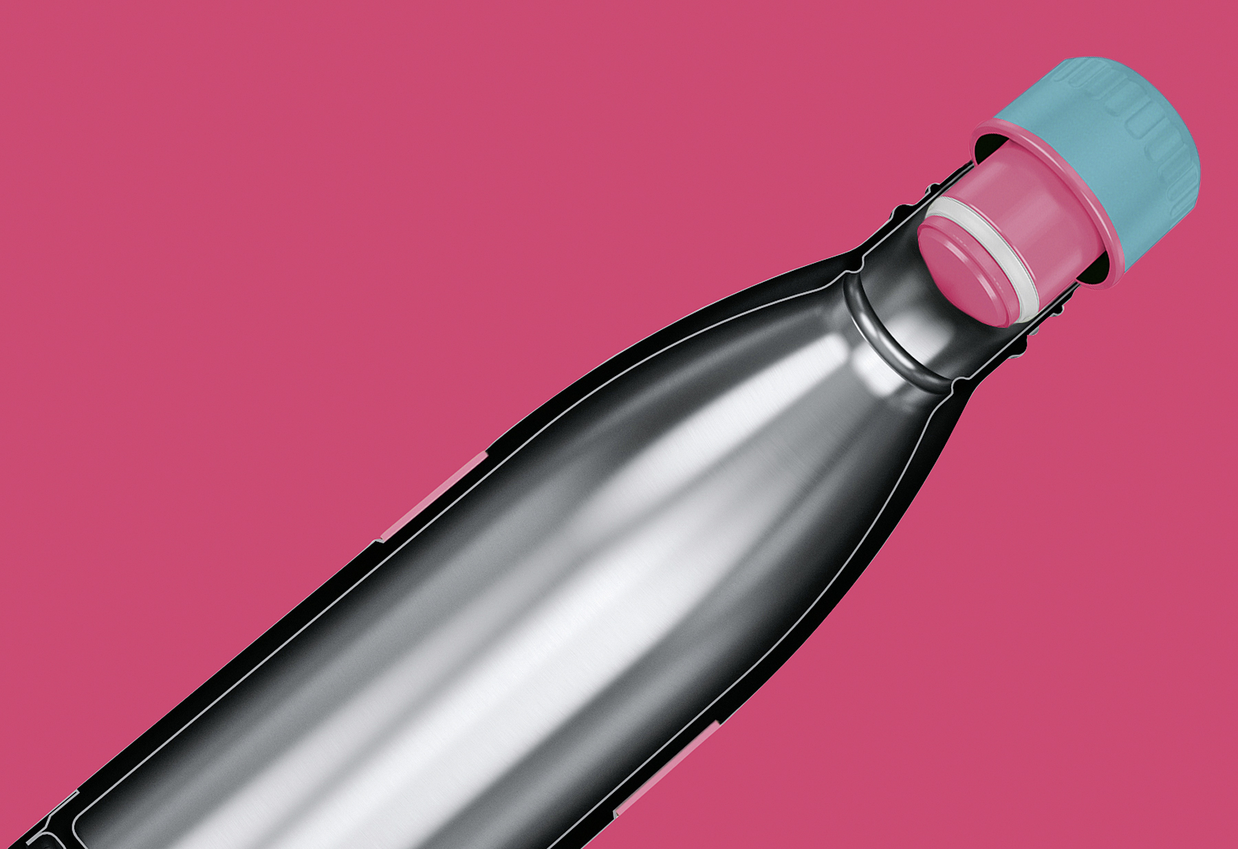 BODDELS Trinkflasche TWEE+ 0,5l himbeerrot/türkis