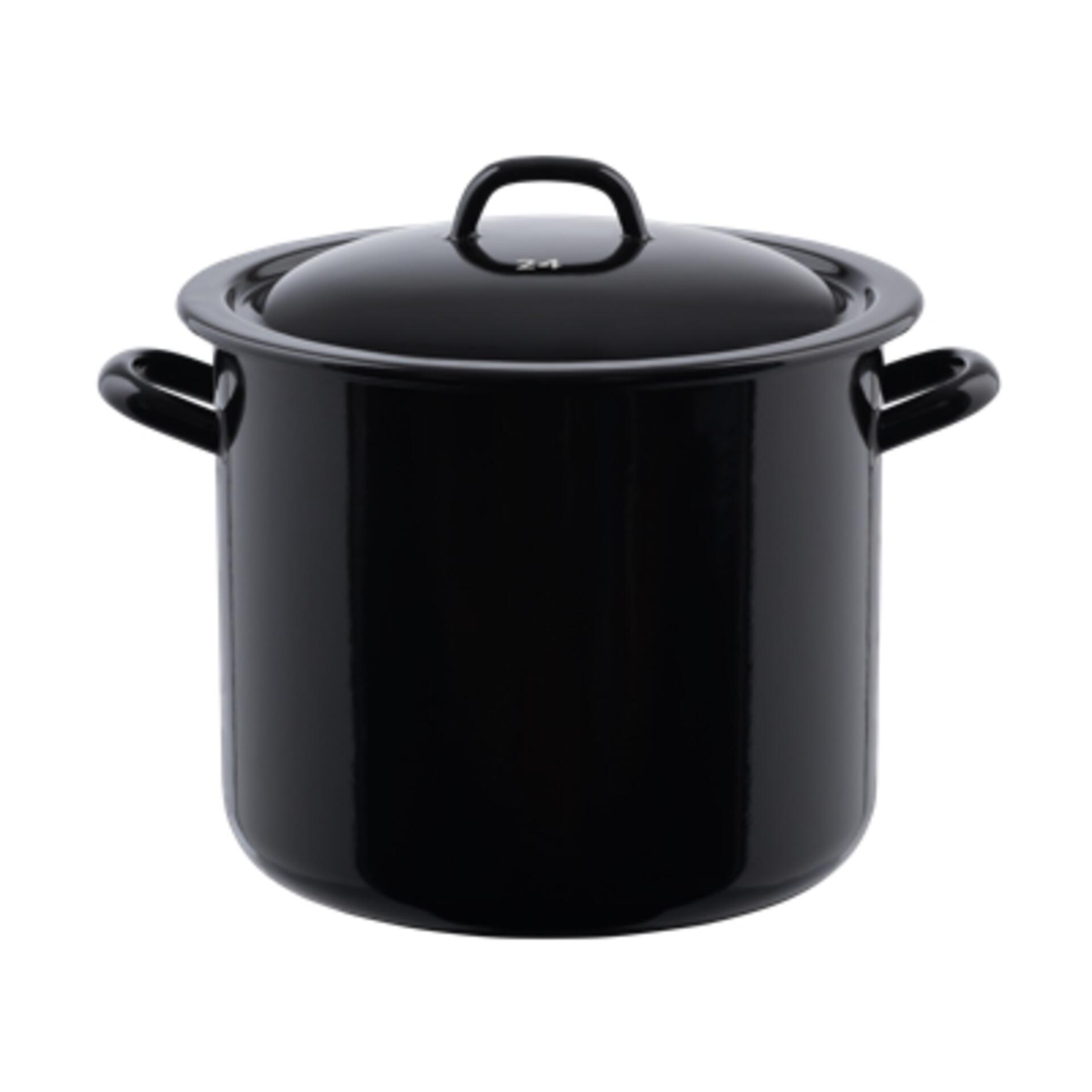 Riess Suppentopf mit Deckel Classic Schwarz Emaille 20 cm 4 l
