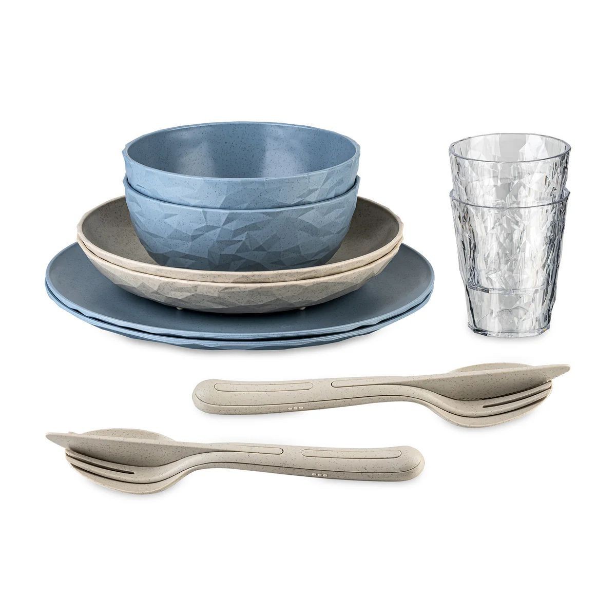 KOZIOL Geschirrset "Skagen" 10-teilig nature desert sand/nature flower blue