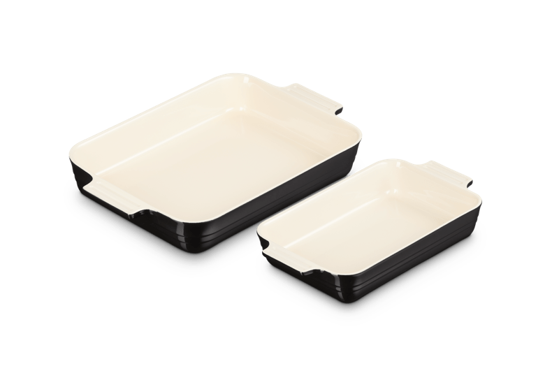 Le Creuset 2er-Set Auflaufform rechteckig Klassik 25/32 cm Schwarz