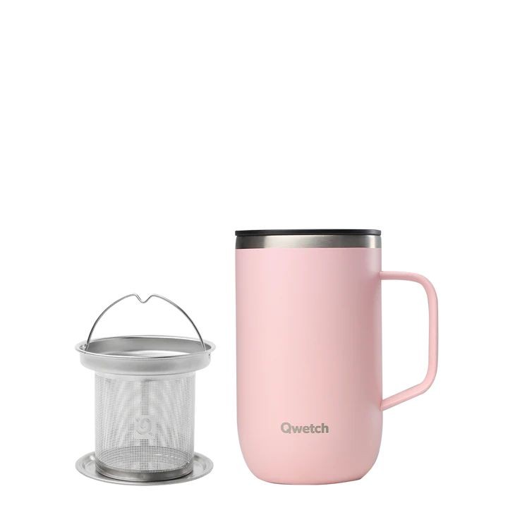 QWETCH Isolier-Teebecher Edelstahl pastell rosa 470ml Ø 8.4 cm pastellrosa