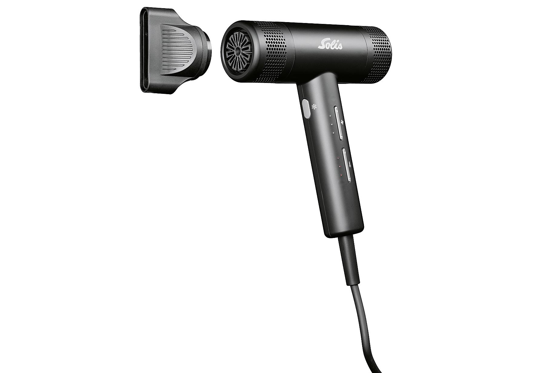 Solis Hair Perfection Ionic Black (Typ 3805) Haartrockner, Federleicht, 110.000 Up/M, LED schwarz