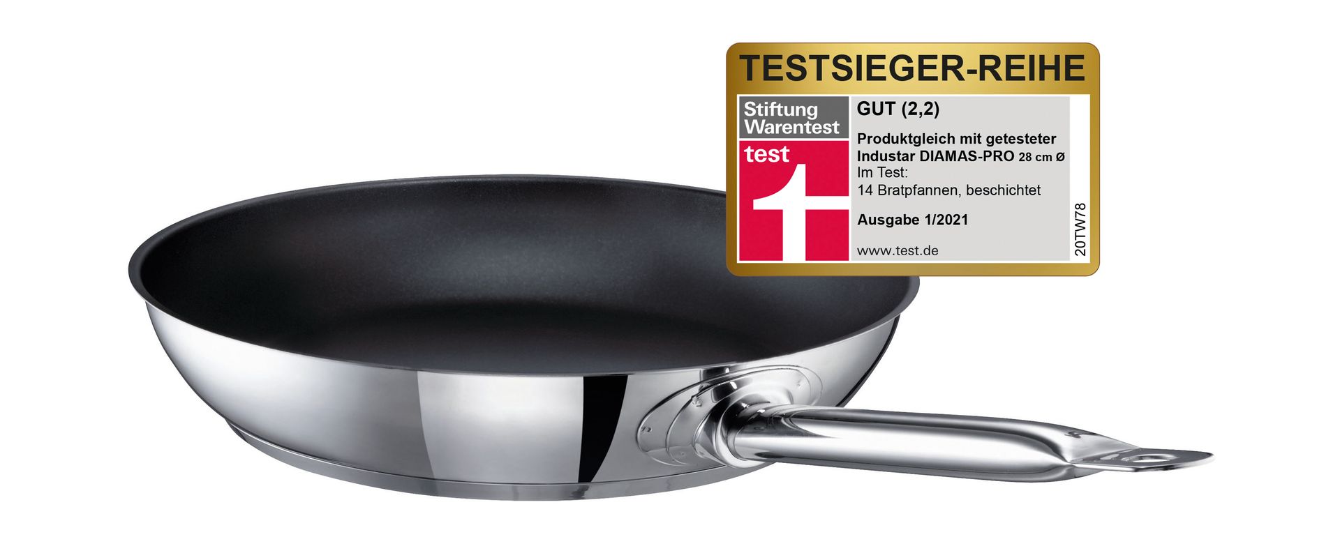 Schulte Ufer Industar Bratpfanne Edelstahl DIAMAS-PRO beschichtet 28 cm 
