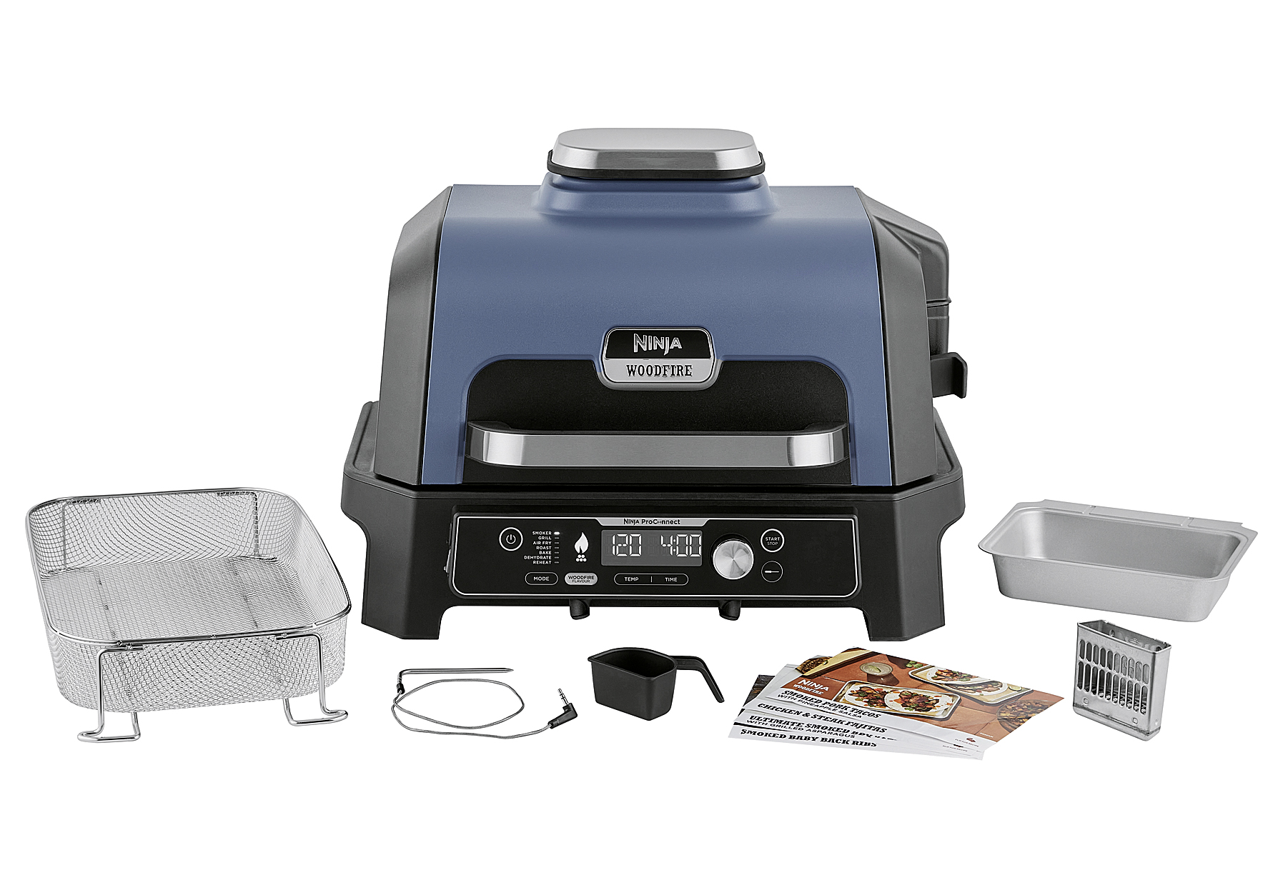 NINJA Outdoor Grill & Smoker WoodFire Pro Connect XL - O blau/schwarz