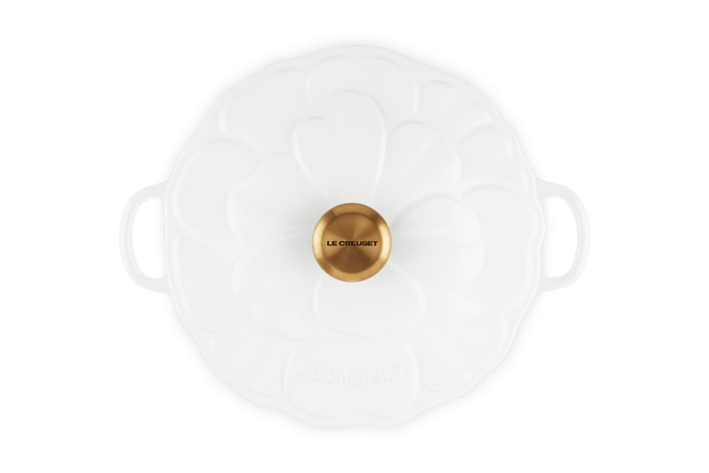 Le Creuset Gourmet-Profitopft Blume 26 cm White mit goldfarbe