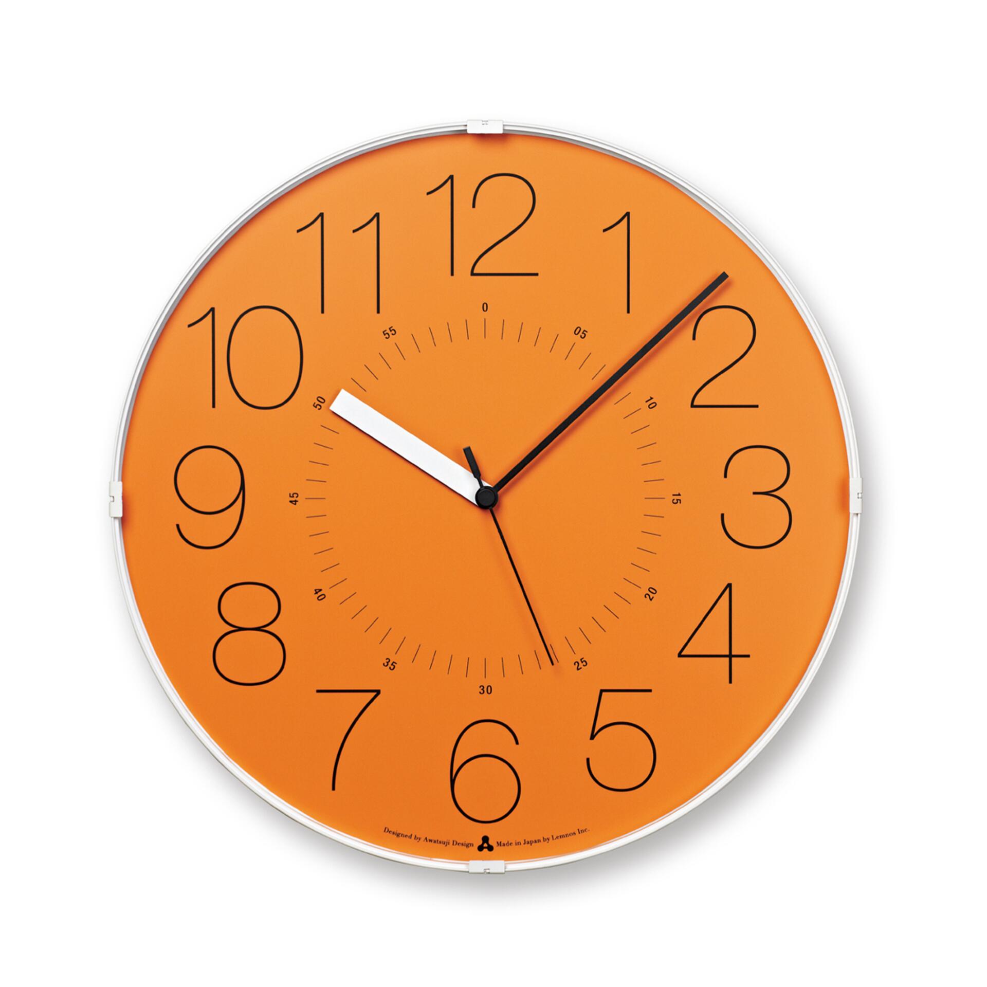 Lemnos Awa Clock Cara Wanduhr Orange