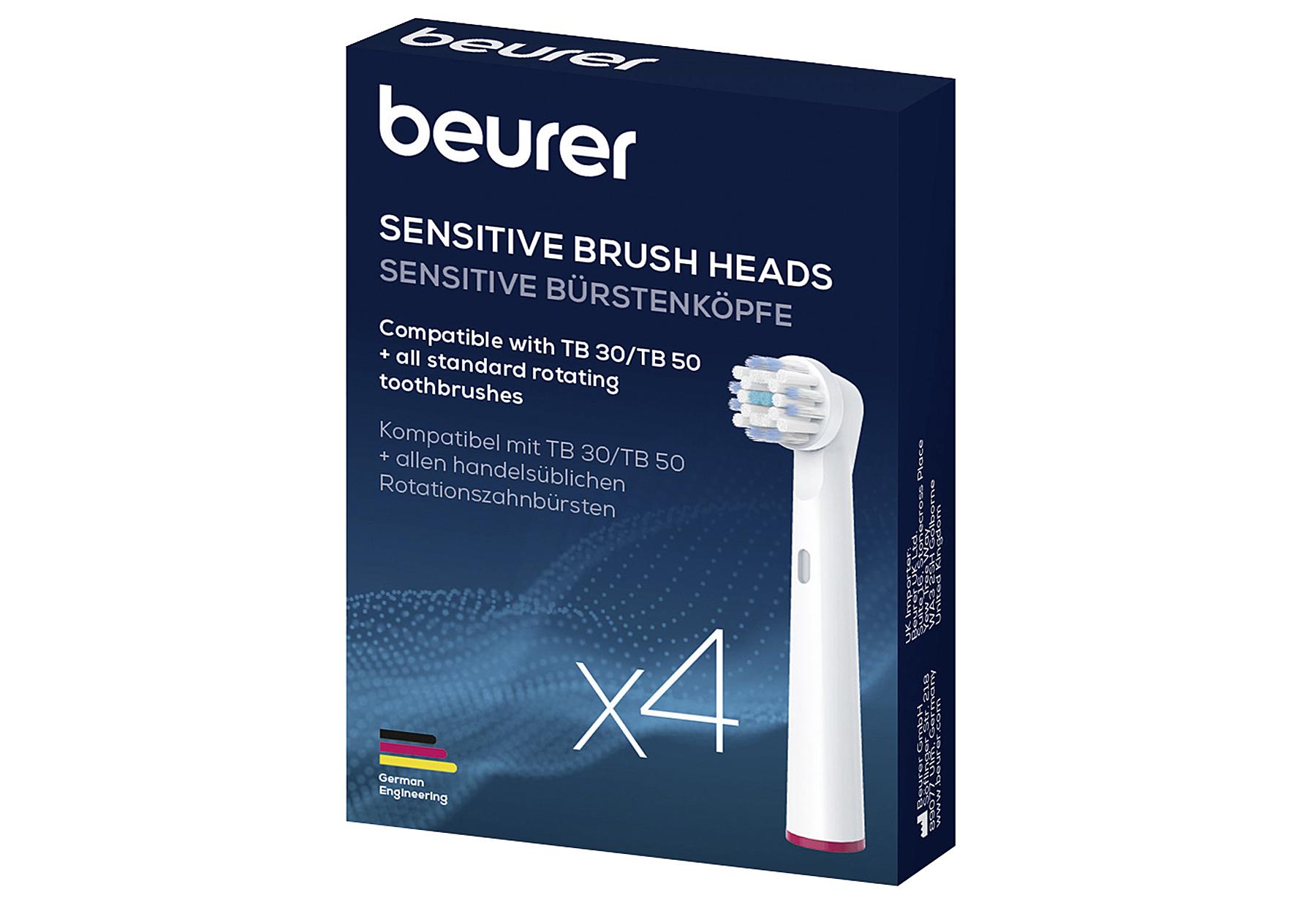 Beurer Ersatzköpfe für elektrische Zahnbürste Sensitive 4er Pack weiß