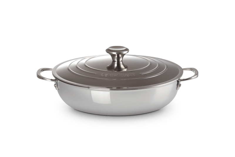 Le Creuset 3-ply Plus Profipfanne unbeschichtet mit Deckel 30
