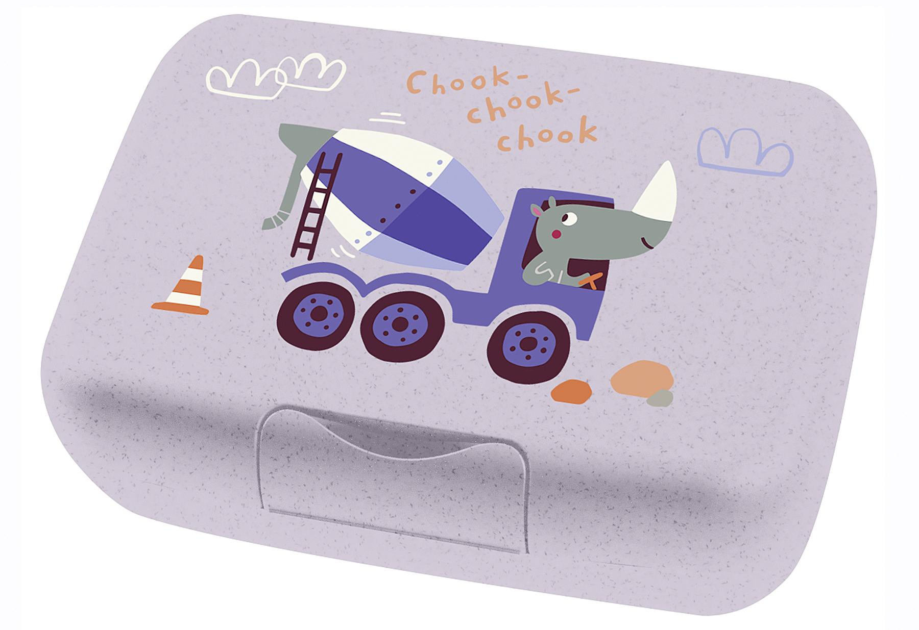 KOZIOL Lunchbox mit Trennschale, CANDY L TRUCKS organic purple grey