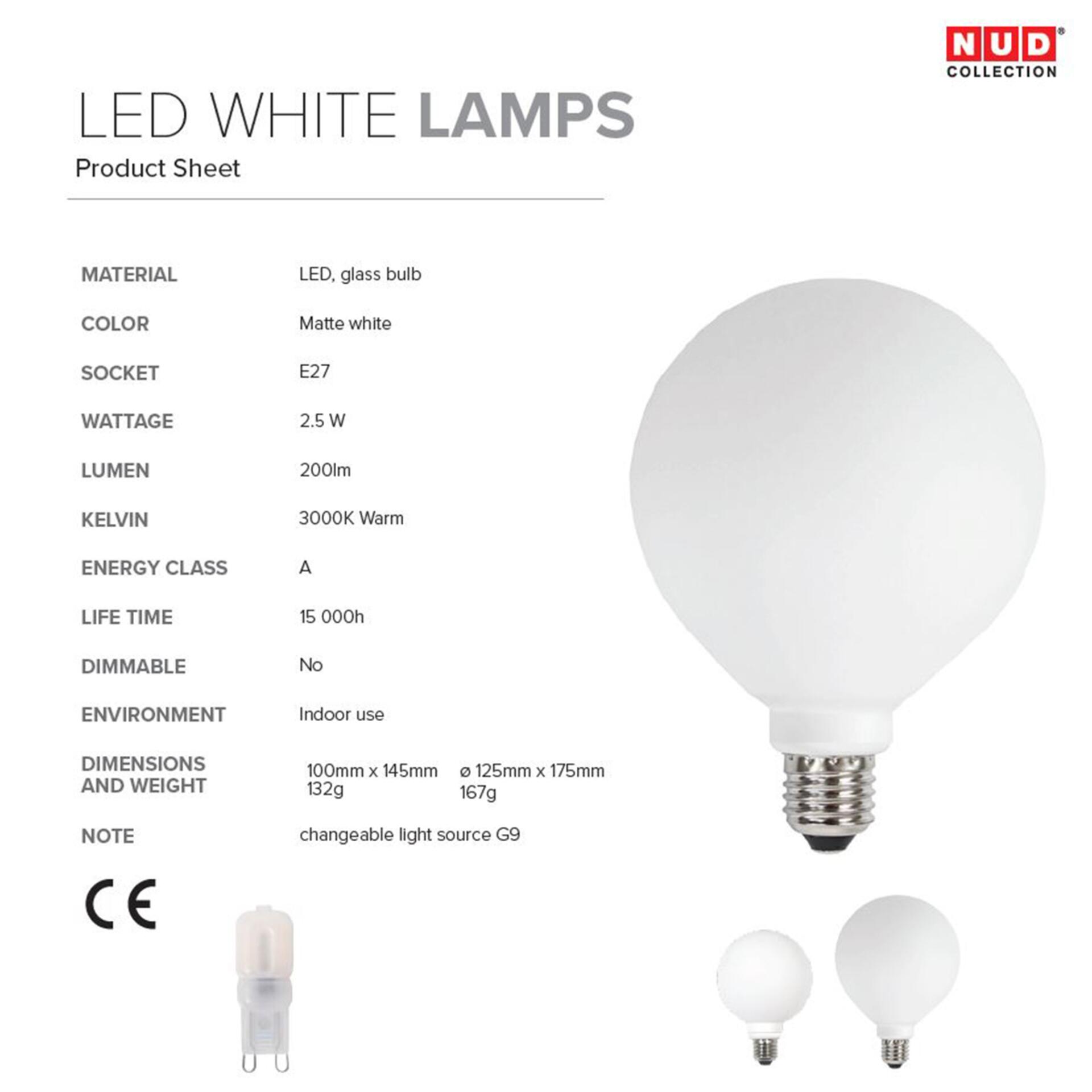 Nud LED Glühbirne Weiss 125 mm