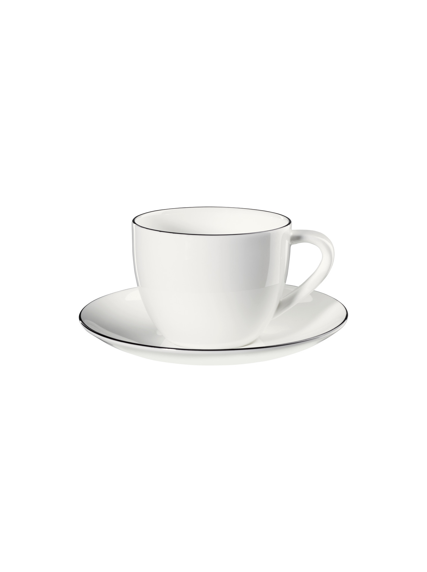 ASA ligne noire Cappuccinotasse mit Unterteller weiß glänzend
