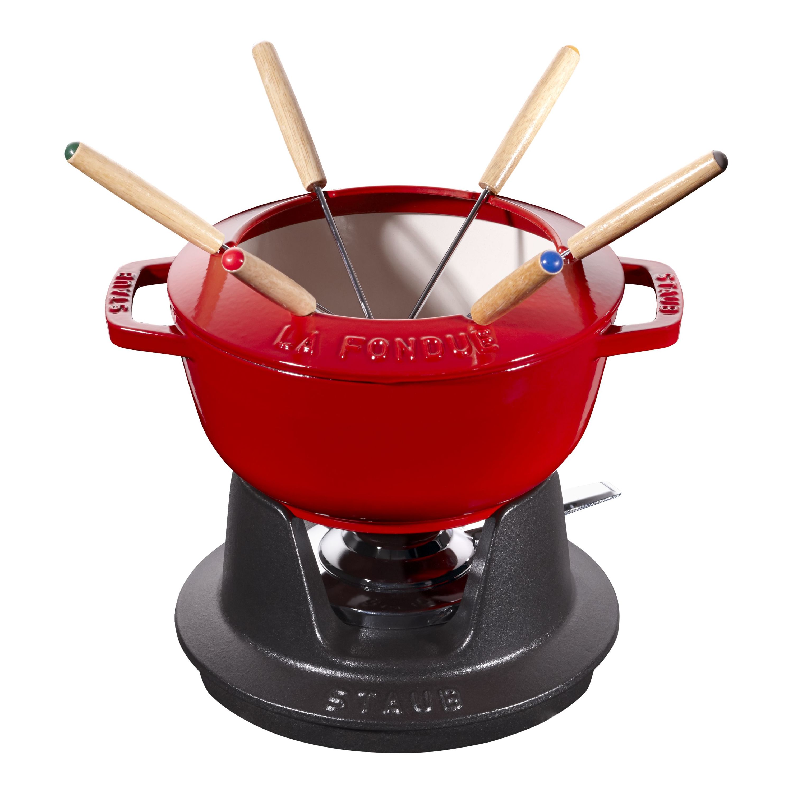 Staub Specialities Fondue Set, 18cm, kirschrot innen cremefarben 18 cm, Kirsch-Rot