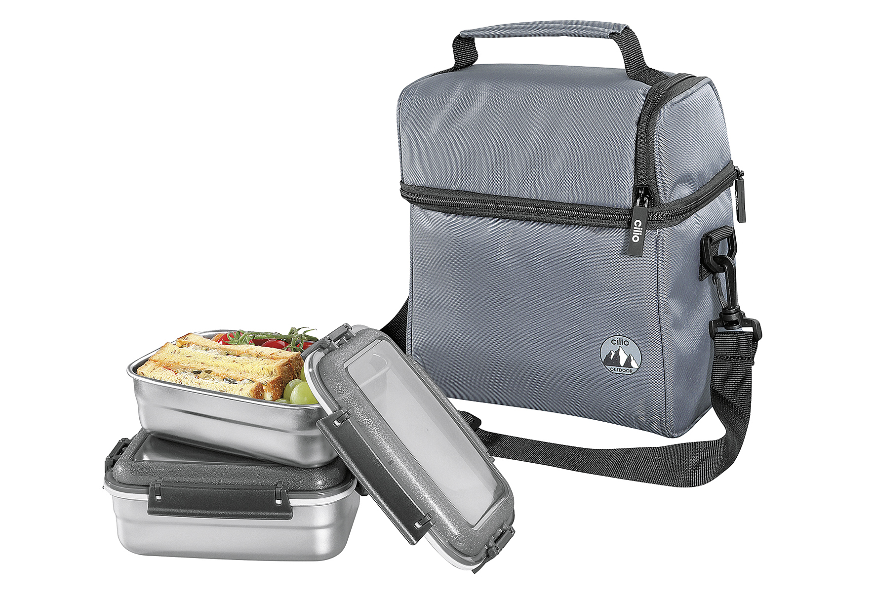 CILIO Isoliertasche Rocca mit 2 Luchboxen grau
