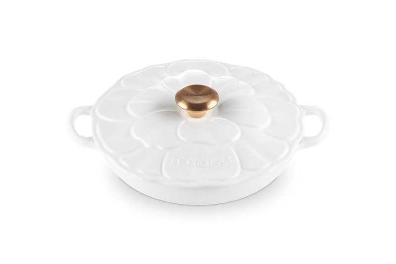 Le Creuset Gourmet-Profitopft Blume 26 cm White mit goldfarbe