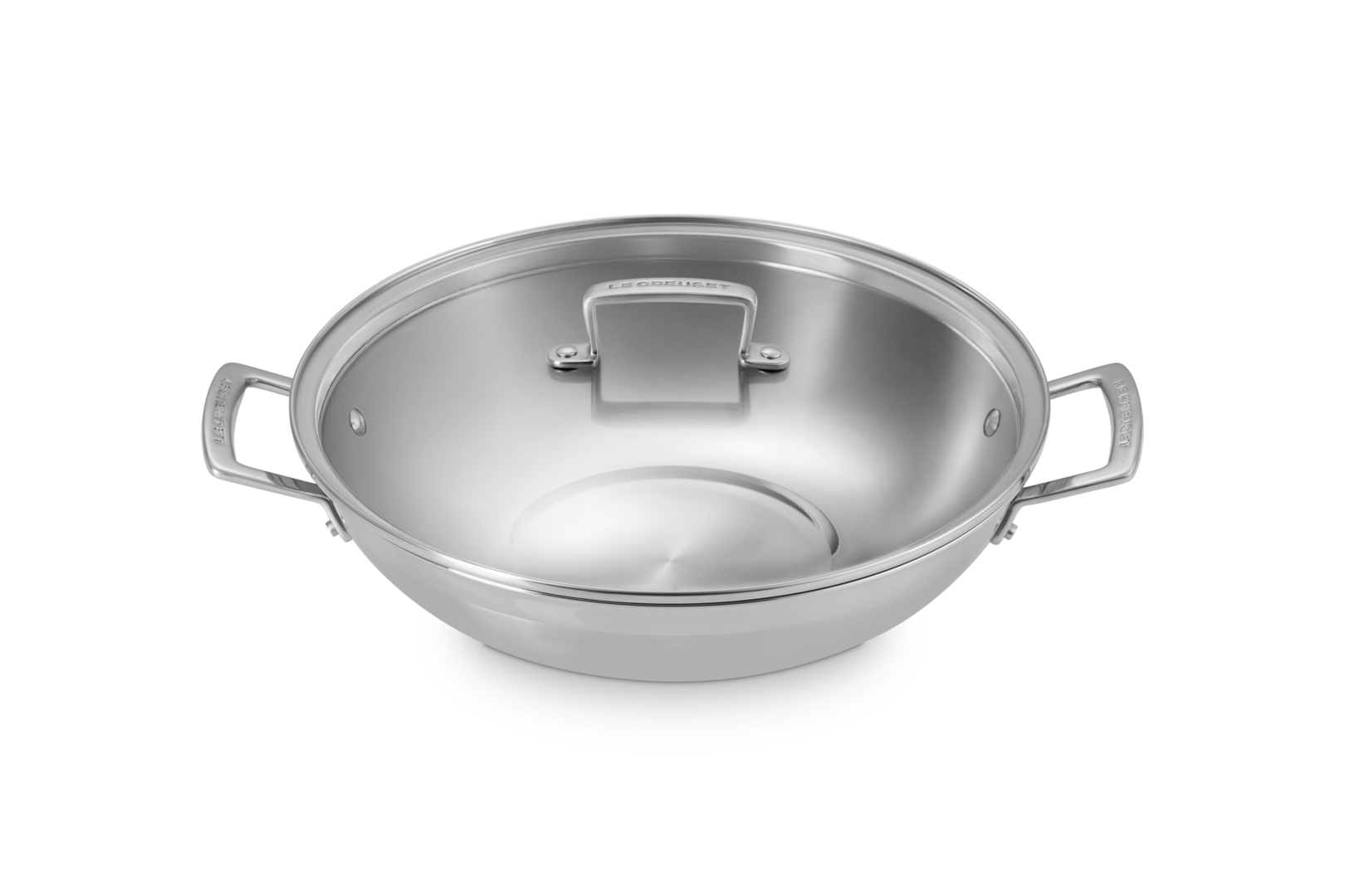 Le Creuset 3-PLY Wok rd. 30cm m. Glasdeck.